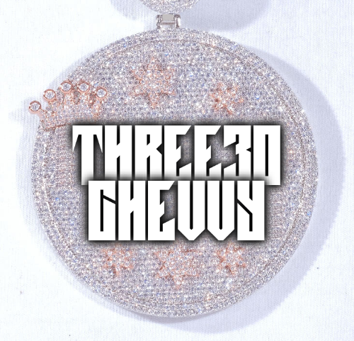 CUSTOM LETTER NECKLACE 3D BIG CROWN DISC