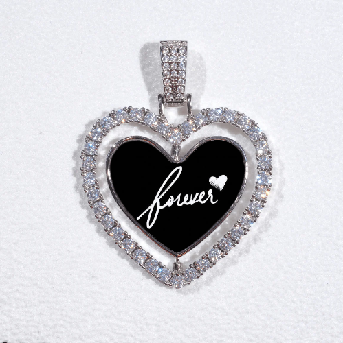 3D Spinning 2-Faced Heart Custom Picture Pendant