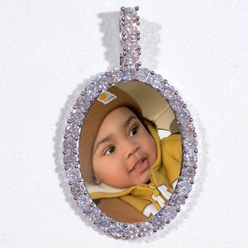 Large 3D Oval Custom Picture Pendant