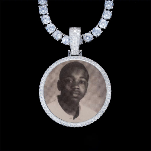 925S & VVS Moissanite 3D Circle Custom Picture Pendant