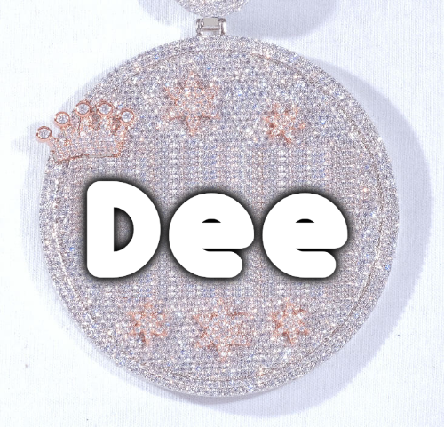 CUSTOM LETTER NECKLACE 3D BIG CROWN DISC