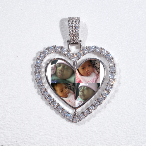 3D Spinning 2-Faced Heart Custom Picture Pendant