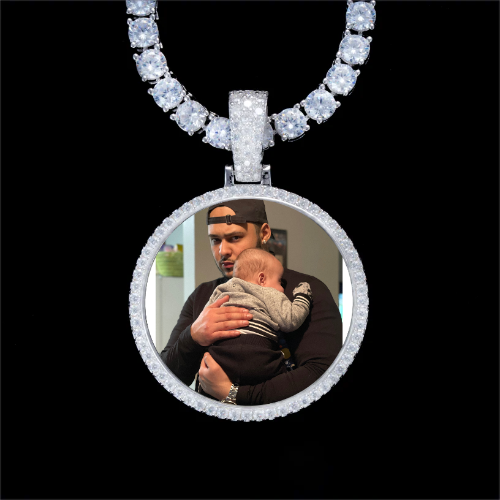 925S & VVS Moissanite 3D Circle Custom Picture Pendant