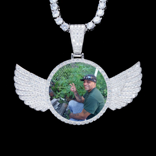 925S & VVS Moissanite 3D Wing Custom Picture Pendant
