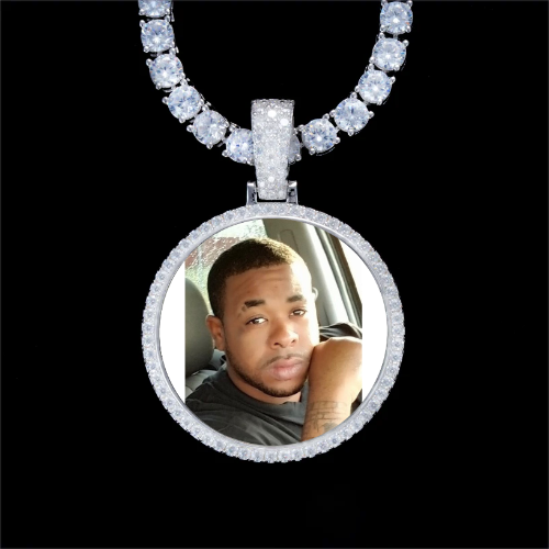 925S & VVS Moissanite 3D Circle Custom Picture Pendant