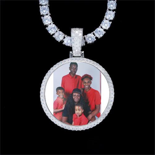 925S & VVS Moissanite 3D Circle Custom Picture Pendant