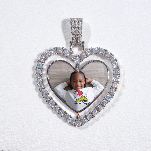 3D Spinning 2-Faced Heart Custom Picture Pendant