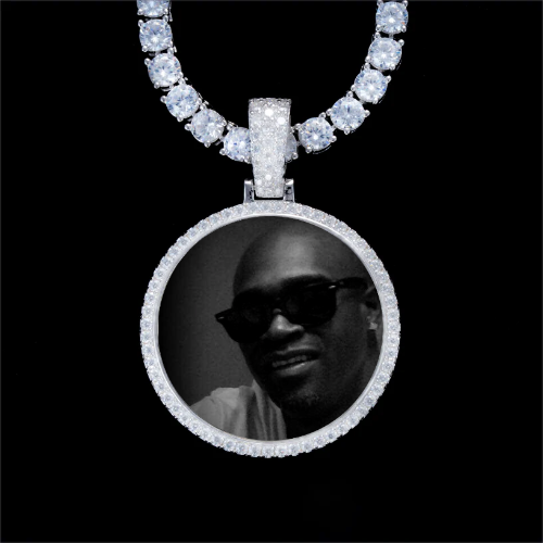 925S & VVS Moissanite 3D Circle Custom Picture Pendant