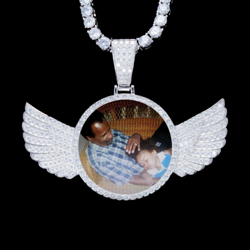 925S & VVS Moissanite 3D Wing Custom Picture Pendant