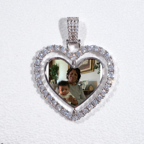 3D Spinning 2-Faced Heart Custom Picture Pendant