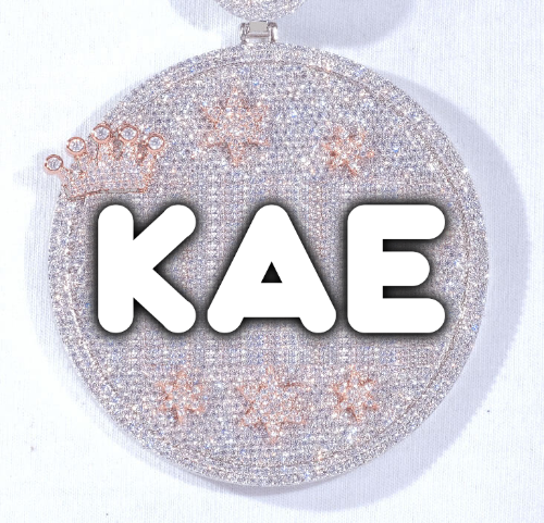 CUSTOM LETTER NECKLACE 3D BIG CROWN DISC