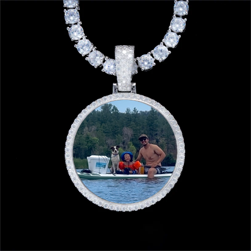 925S & VVS Moissanite 3D Circle Custom Picture Pendant