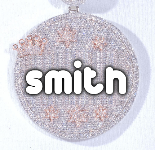 CUSTOM LETTER NECKLACE 3D BIG CROWN DISC