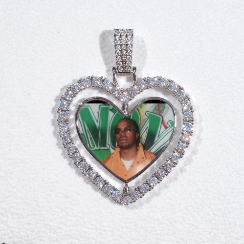 3D Spinning 2-Faced Heart Custom Picture Pendant