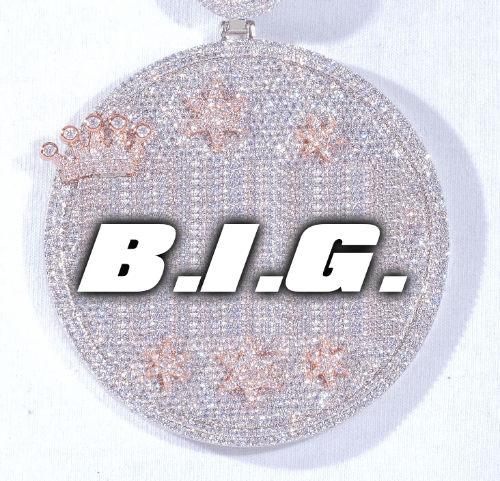 CUSTOM LETTER NECKLACE 3D BIG CROWN DISC
