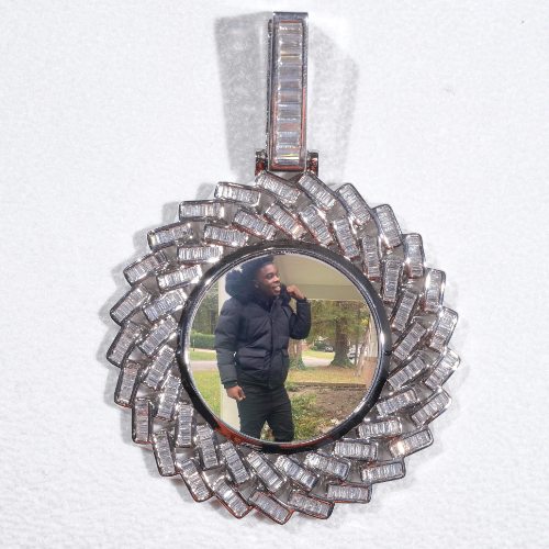 Large 3D Baguette Custom Picture Pendant