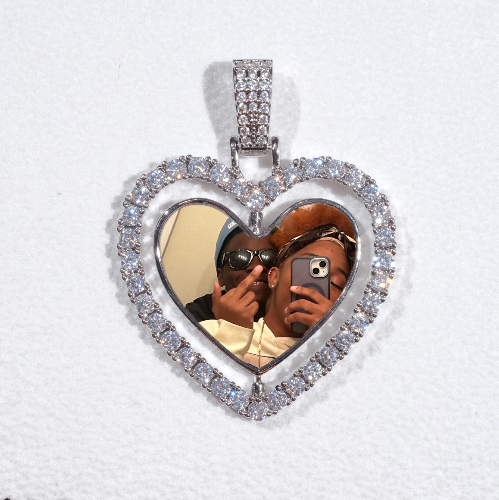 3D Spinning 2-Faced Heart Custom Picture Pendant