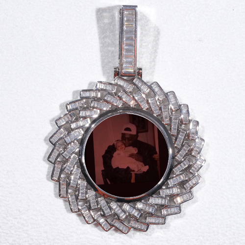 Large 3D Baguette Custom Picture Pendant