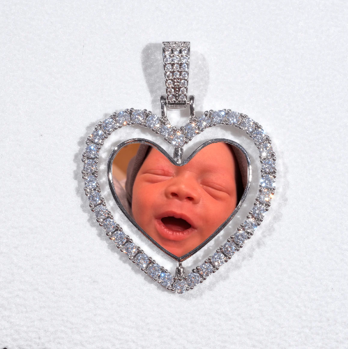 3D Spinning 2-Faced Heart Custom Picture Pendant