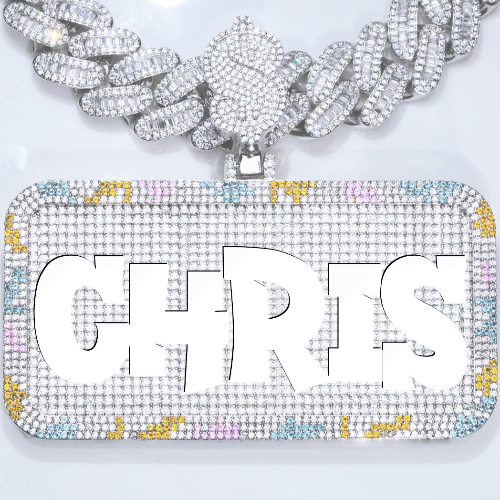 CUSTOM LETTER NECKLACE 3D COLORFUL SQUARE