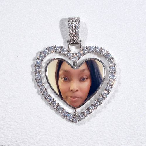3D Spinning 2-Faced Heart Custom Picture Pendant