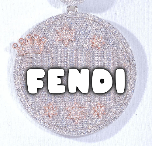 CUSTOM LETTER NECKLACE 3D BIG CROWN DISC