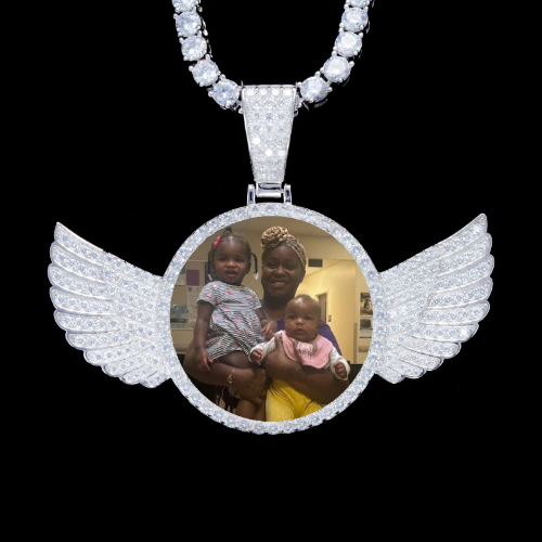 925S & VVS Moissanite 3D Wing Custom Picture Pendant
