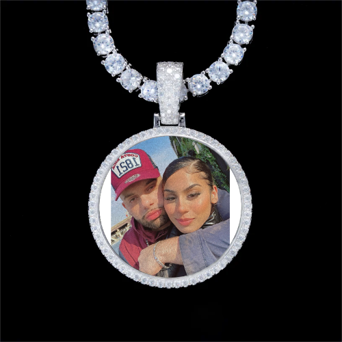 925S & VVS Moissanite 3D Circle Custom Picture Pendant