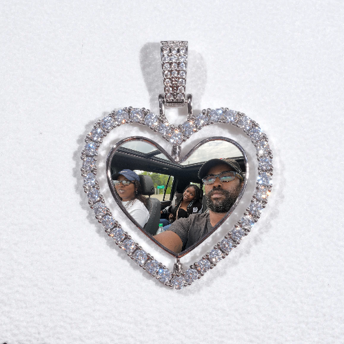3D Spinning 2-Faced Heart Custom Picture Pendant