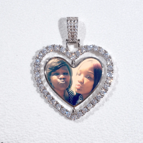 3D Spinning 2-Faced Heart Custom Picture Pendant