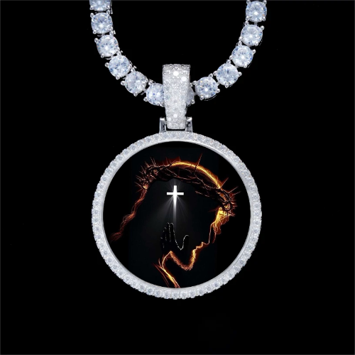 925S & VVS Moissanite 3D Circle Custom Picture Pendant