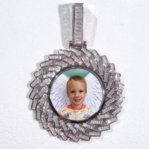 Large 3D Baguette Custom Picture Pendant