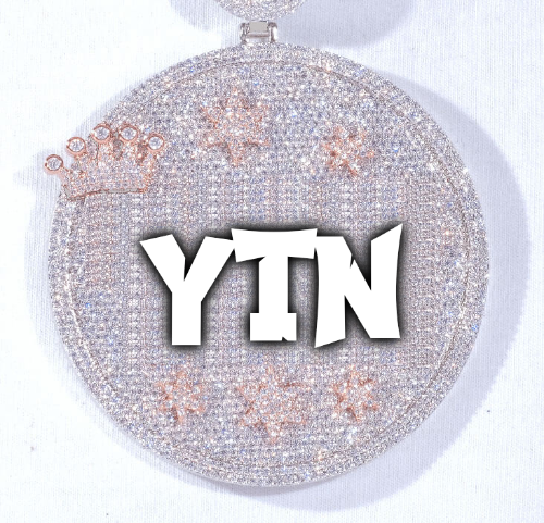 CUSTOM LETTER NECKLACE 3D BIG CROWN DISC