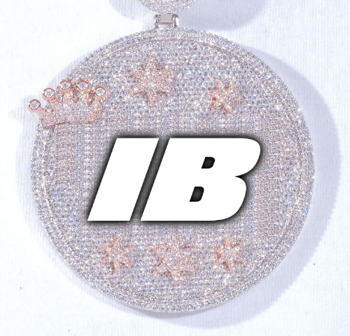 CUSTOM LETTER NECKLACE 3D BIG CROWN DISC