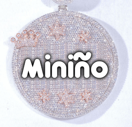 CUSTOM LETTER NECKLACE 3D BIG CROWN DISC