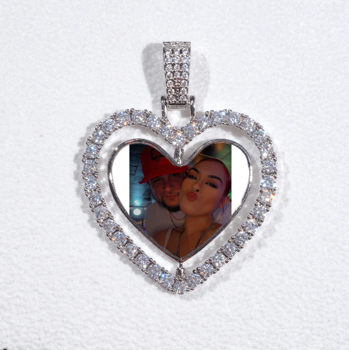 3D Spinning 2-Faced Heart Custom Picture Pendant