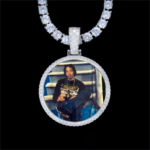 925S & VVS Moissanite 3D Circle Custom Picture Pendant