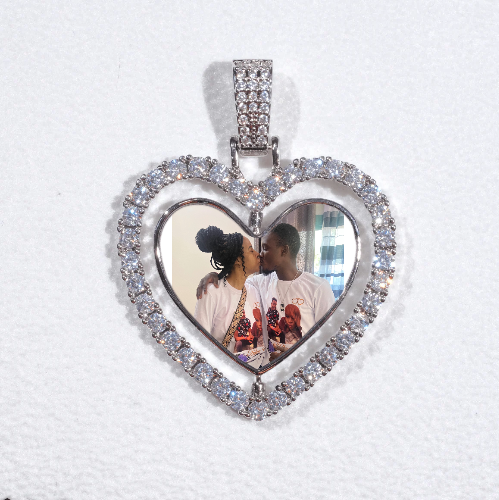 3D Spinning 2-Faced Heart Custom Picture Pendant