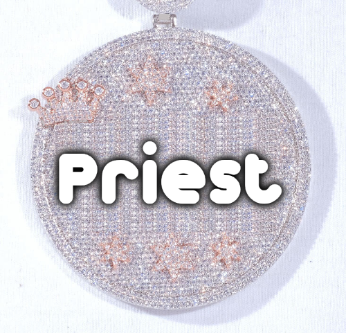 CUSTOM LETTER NECKLACE 3D BIG CROWN DISC