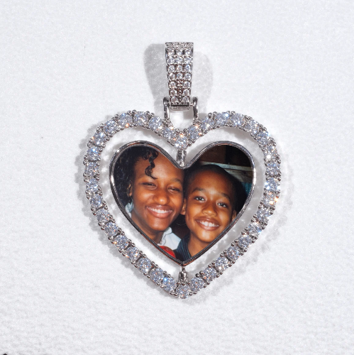 3D Spinning 2-Faced Heart Custom Picture Pendant