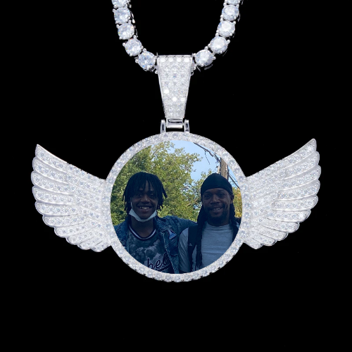 925S & VVS Moissanite 3D Wing Custom Picture Pendant
