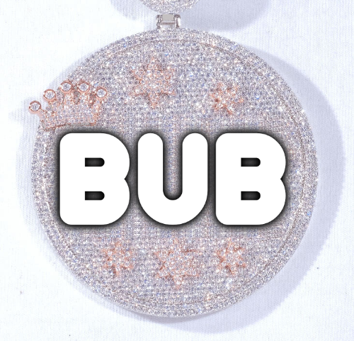 CUSTOM LETTER NECKLACE 3D BIG CROWN DISC
