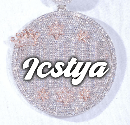 CUSTOM LETTER NECKLACE 3D BIG CROWN DISC