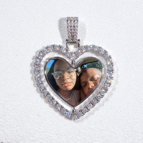 3D Spinning 2-Faced Heart Custom Picture Pendant