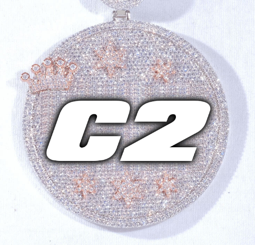 CUSTOM LETTER NECKLACE 3D BIG CROWN DISC