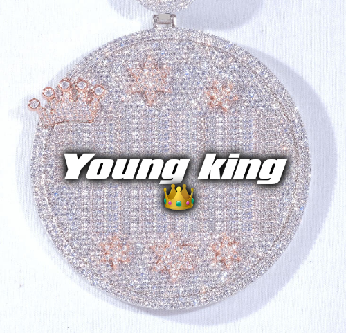 CUSTOM LETTER NECKLACE 3D BIG CROWN DISC