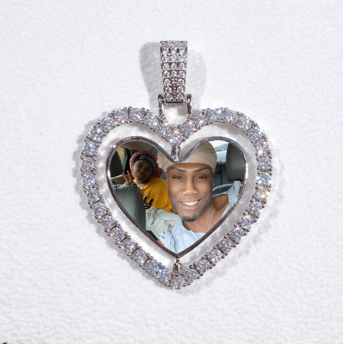 3D Spinning 2-Faced Heart Custom Picture Pendant
