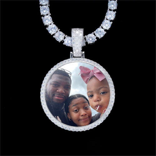 925S & VVS Moissanite 3D Circle Custom Picture Pendant