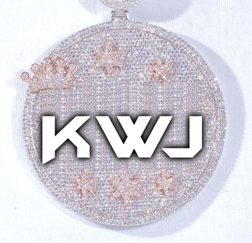CUSTOM LETTER NECKLACE 3D BIG CROWN DISC