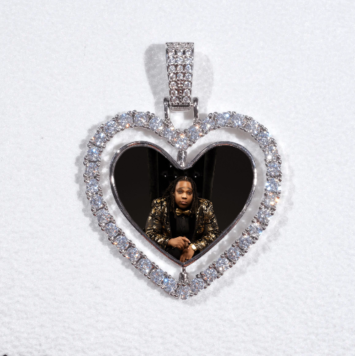3D Spinning 2-Faced Heart Custom Picture Pendant